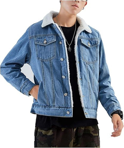 Jaqueta Jeans Masculina Inverno com Lã Interna
