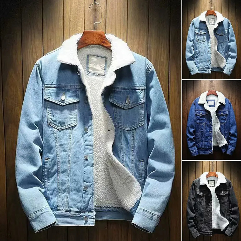 Jaqueta Jeans Masculina Inverno com Lã Interna