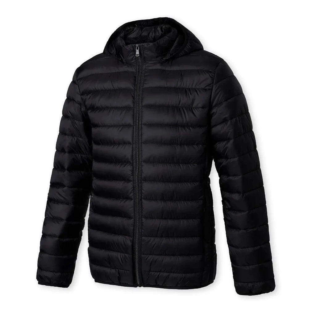 Chaqueta acolchada para hombre con forro de peluche y capucha extraíble