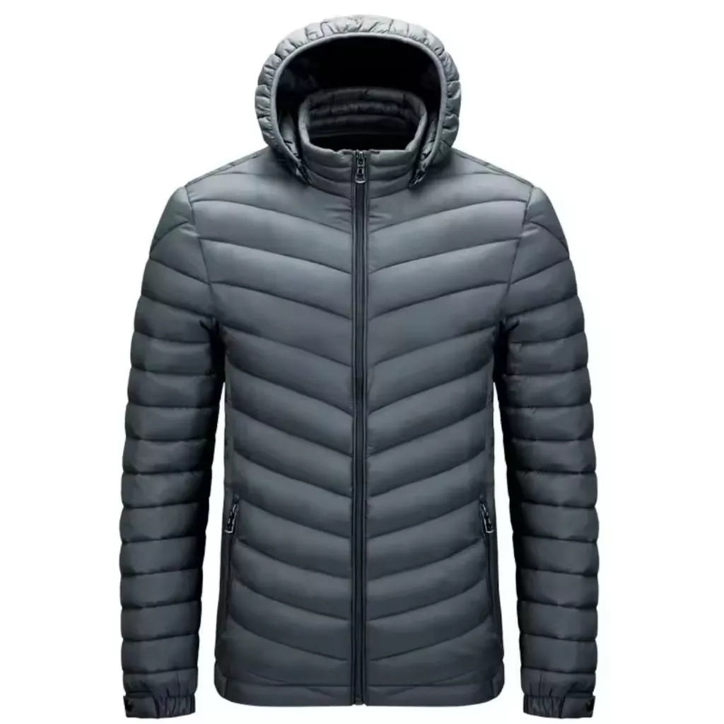 Chaqueta acolchada para hombre con forro de peluche y capucha extraíble