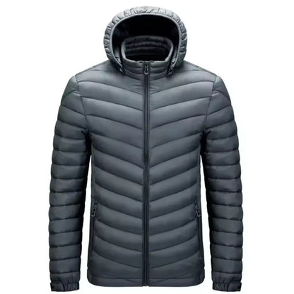 Chaqueta acolchada para hombre con forro de peluche y capucha extraíble