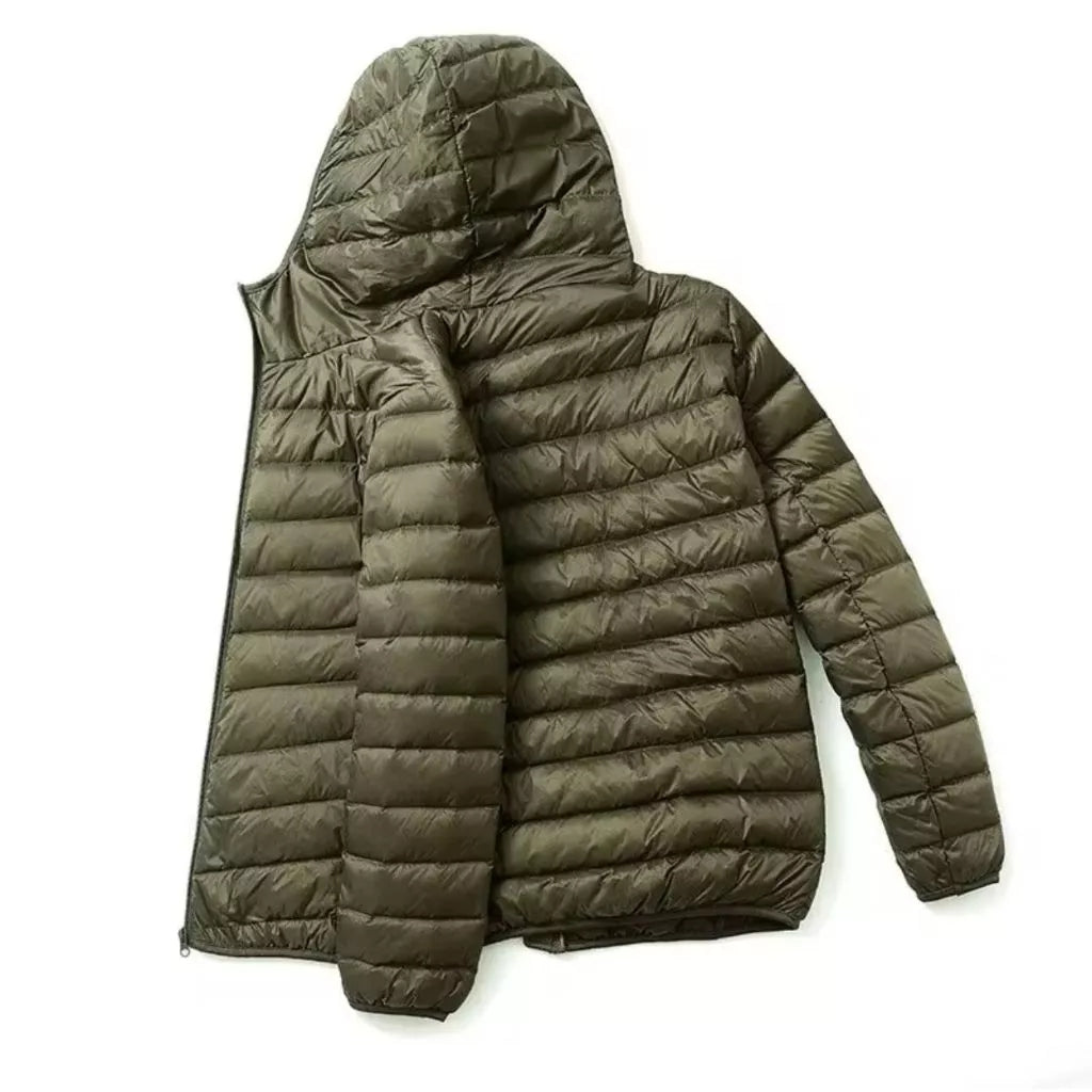 Chaqueta acolchada para hombre con forro de peluche y capucha extraíble