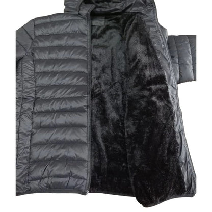 Chaqueta acolchada para hombre con forro de peluche y capucha extraíble